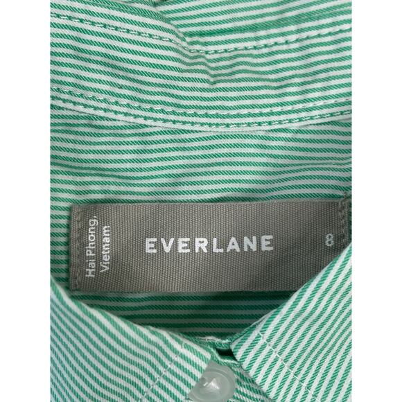Everlane NWT Striped Green White Button Up Shirt Long Sleeve Workwear Relaxed S - Picture 3 of 6